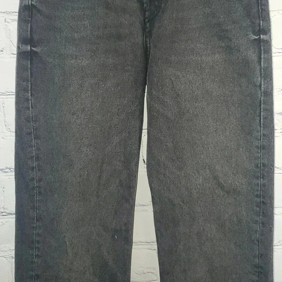 Zara Women's Relaxed Baggy Fit Button Up Black Non Distressed  Unhem Jeans Sz 2 - Picture 3 of 12